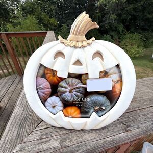 NEW Shabby Chic 6x4" Photo Frame Pumpkin Jack-o-Lantern Halloween